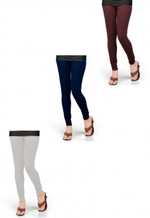 Combo of Solid Color Lycra Leggings in Multicolor