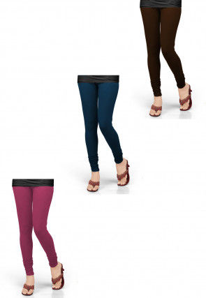 Combo of Solid Color Lycra Leggings in Multicolor