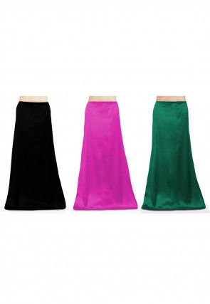 Combo of Solid Color Satin Petticoats in Multicolor