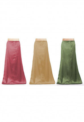 Combo of Solid Color Satin Petticoats in Multicolor : UUX491