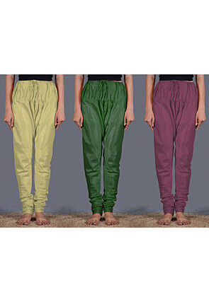 Combo of Solid Color Shantoon Churidar in Multicolor