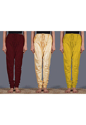 Combo of Solid Color Shantoon Churidar in Multicolor