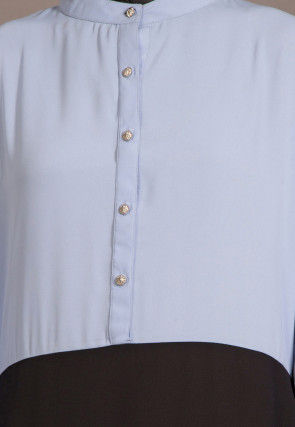 Contast Bodice Nida Abaya in Sky Blue and Black