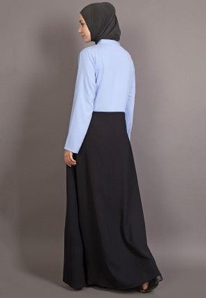 Contast Bodice Nida Abaya in Sky Blue and Black
