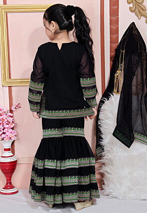 Contrast Border Georgette Pakistani Suit in Black
