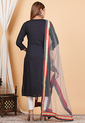 Contrast Border Net Dupatta in Grey