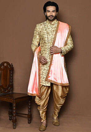 Contrast Border Satin Dupatta in Peach