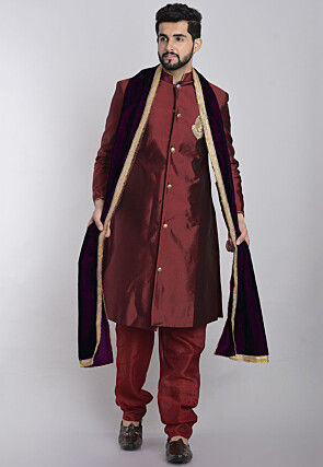 Contrast Border Velvet Dupatta in Violet