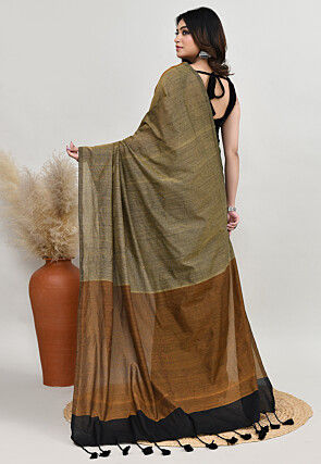 Contrast Cotton Saree in Multicolor