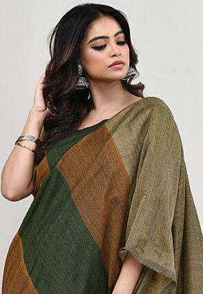 Contrast Cotton Saree in Multicolor