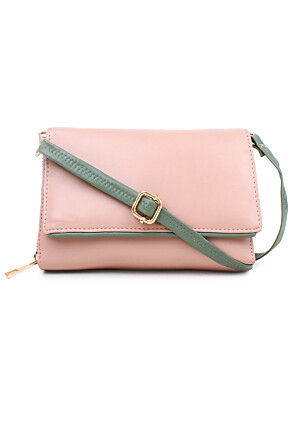 Contrast Trim PU Hand Bag in Pink