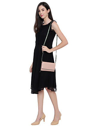 Contrast Trim PU Hand Bag in Pink