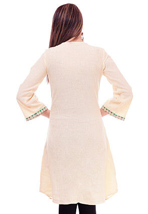 Crisscross Tie Up Cotton Shrug in Light Beige