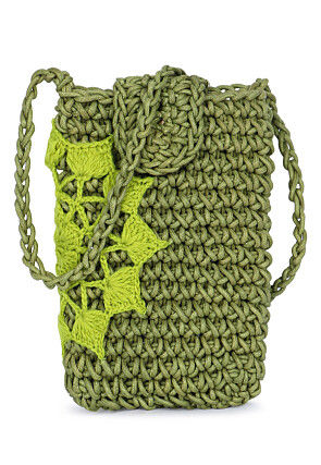 Crochette Thread Mobile Pouch in Olive Green