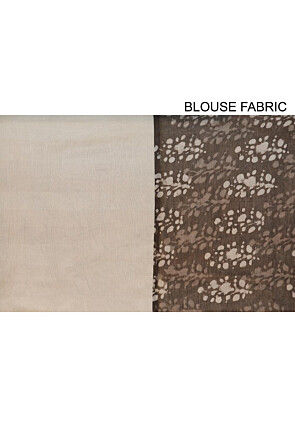 Dabu Printed Chanderi Cotton Saree in Brown