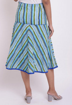Dabu Printed Cotton A Line Skirt in Multicolor