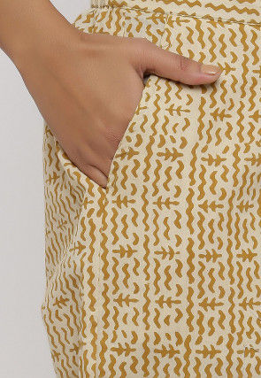 Dabu Printed Cotton Pant in Beige