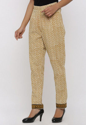 Dabu Printed Cotton Pant in Beige