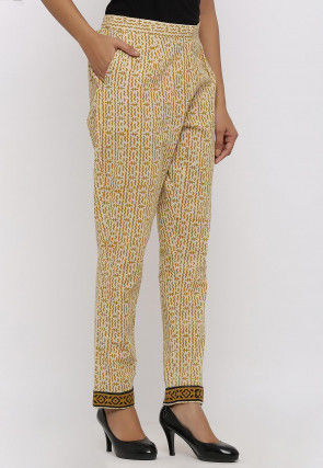 Dabu Printed Cotton Pant in Beige