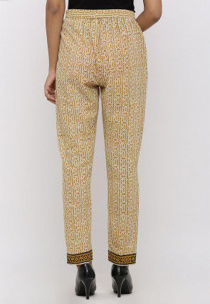Dabu Printed Cotton Pant in Beige