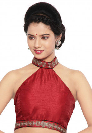 Art Raw Silk Blouse in Red