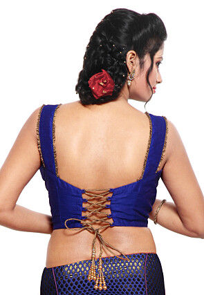 Dupion Silk Blouse in Royal Blue