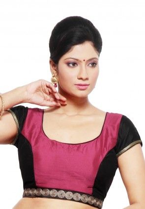 Cotton Silk Blouse in Pink and Black