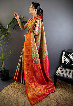 Dharmavaram Saree in Beige