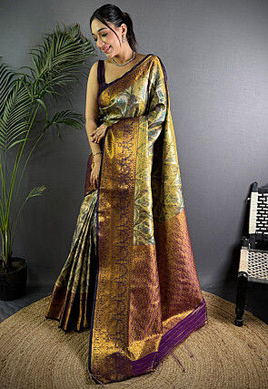 Dharmavaram Saree in Beige