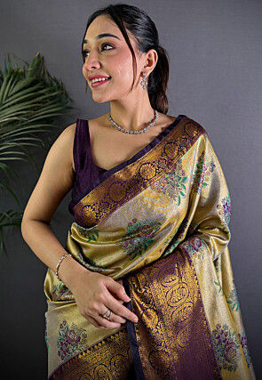 Dharmavaram Saree in Beige