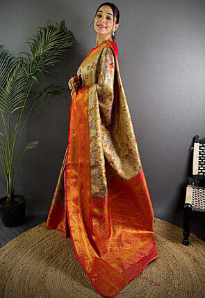 Dharmavaram Saree in Beige