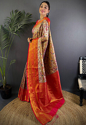 Dharmavaram Saree in Beige