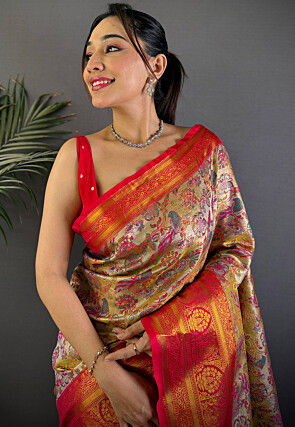Dharmavaram Saree in Beige