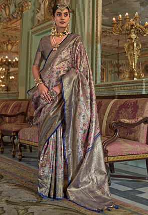 Dharmavaram Saree in Golden and Blue