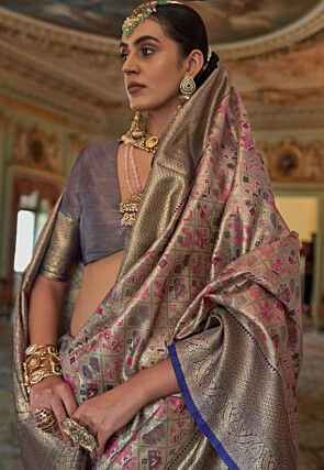 Dharmavaram Saree in Golden and Blue