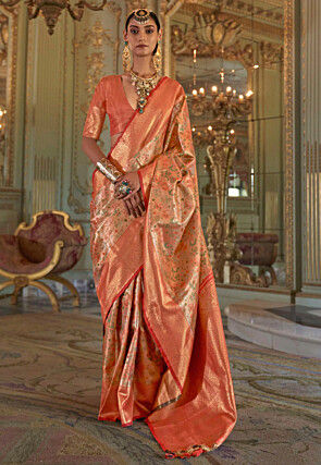 Dharmavaram Saree in Golden and Orange