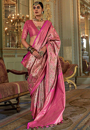 Dharmavaram Saree in Golden and Pink