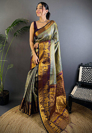 Dharmavaram Saree in Grey