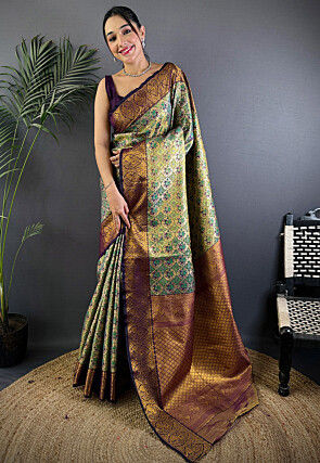 Dharmavaram Saree in Grey