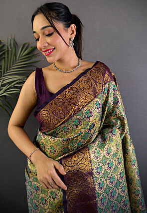 Dharmavaram Saree in Grey