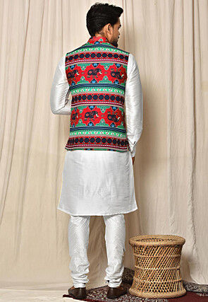Digital Cotton Nehru Jacket in Multicolor