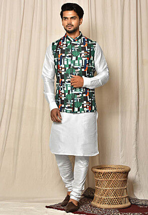 Digital Cotton Nehru Jacket in Multicolor