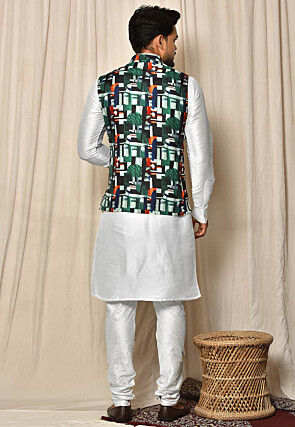 Digital Cotton Nehru Jacket in Multicolor
