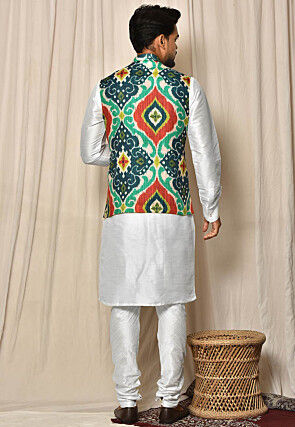 Digital Cotton Nehru Jacket in Multicolor