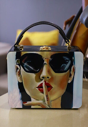 Digital Printed Acrylic Square Clutch Bag in White