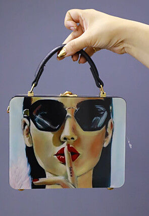 Digital Printed Acrylic Square Clutch Bag in White