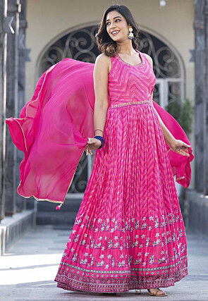 Pink - Abaya Style - Salwar Kameez: Buy Designer Indian Suits for Women ...