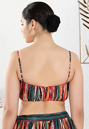 Digital Printed Art Silk Blouse in Multicolor