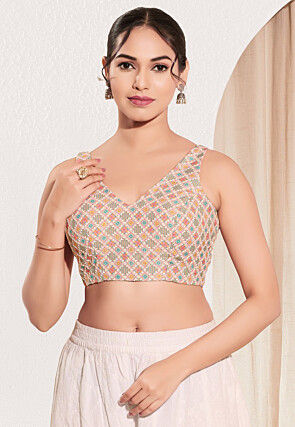 Digital Printed Art Silk Blouse in Pink