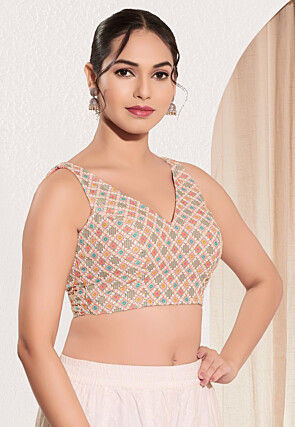 Digital Printed Art Silk Blouse in Pink